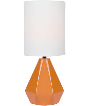 Mason 1-Light Mini Table Lamp Orange Ceramichrome/ White Linen Shade