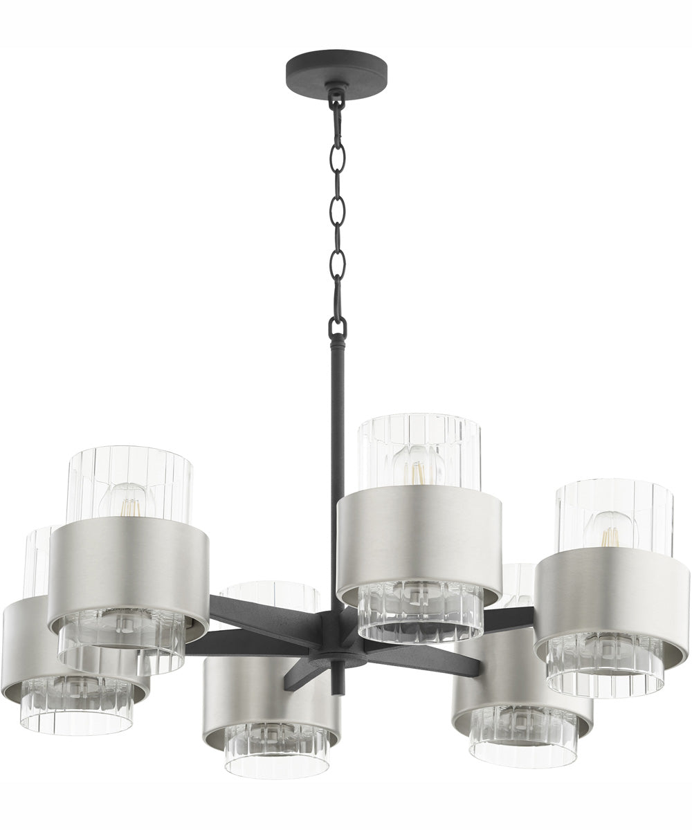 Epsilon 6-light Chandelier Textured Black w/ Satin Nickel