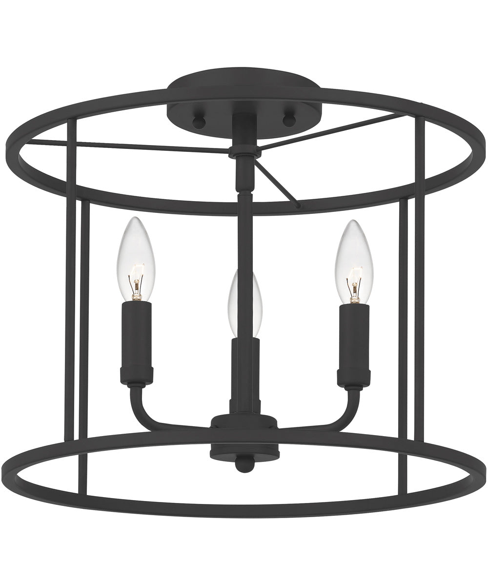 Abner 3-light Semi Flush Mount Matte Black
