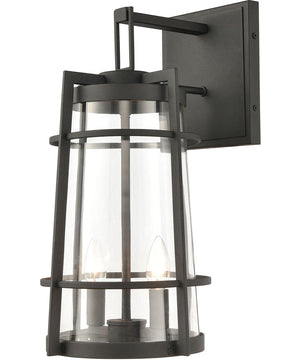 Crofton 2-Light Outdoor Sconce Charcoal/Clear Glass