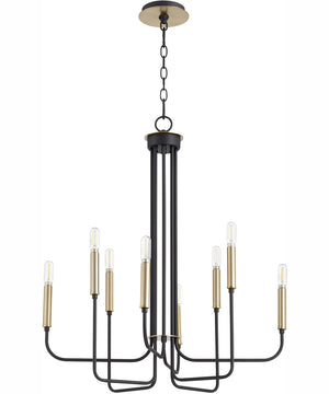 Hope 8-light Chandelier Textured Black w/ Aged Brass
