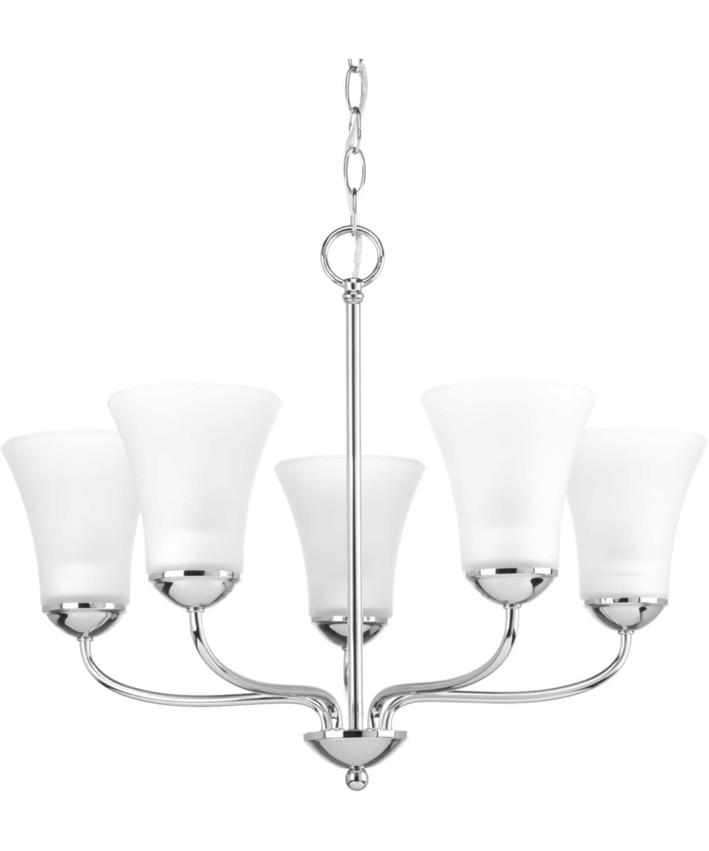 Classic 5-Light Etched Glass Traditional Chandelier Light Polished Chrome