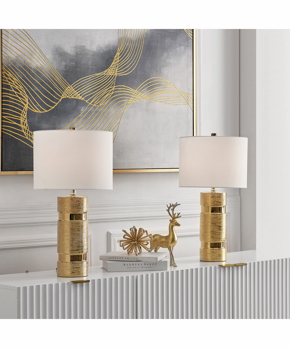 Lucano 2-Light 2 Pack-Table Lamp Gold/White Linen Shade