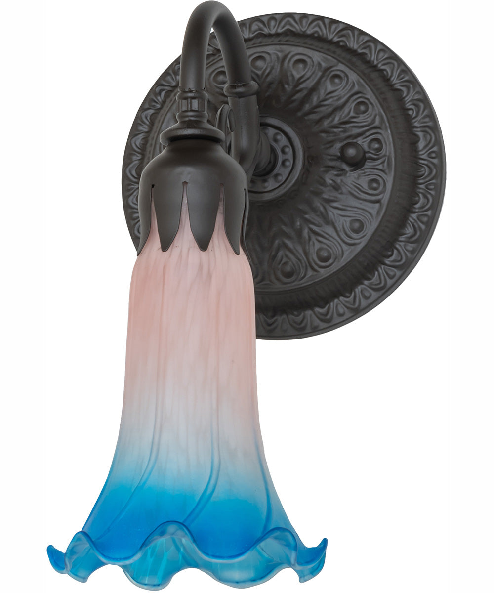 5.5" Wide Pink/Blue Tiffany Pond Lily Wall Sconce