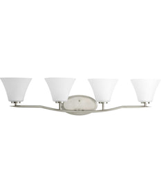 Bravo 4-Light Etched Glass Modern Bath Vanity Light Brushed Nickel