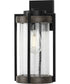 Whitmire  1-Light with Aged Oak Accents Clear Seeded Glass Farmhouse Outdoor Wall Lantern Light Matte Black