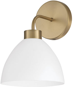 Ross 1-Light Sconce Aged Brass and White