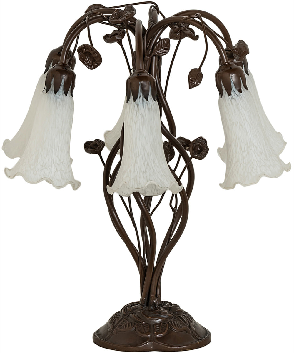 18" High White Tiffany Pond Lily 6 Light Table Lamp