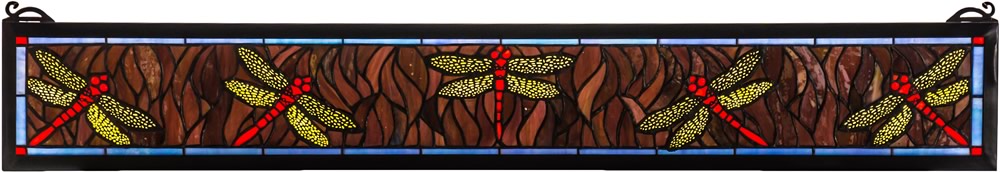 6"H x 40"W Tiffany Dragonfly Stained Glass Window