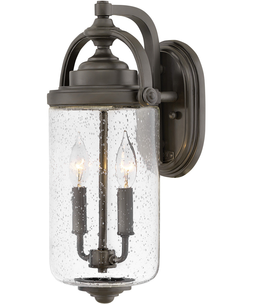 Willoughby 2-Light Medium Outdoor Wall Mount Lantern in Oil Rubbed Bronze