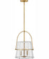 Tournon 3-Light Medium Pendant in Heritage Brass with Polished White Accents