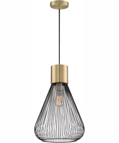 Freira 1-Light Pendant Antique Brass/Black Wire Shade