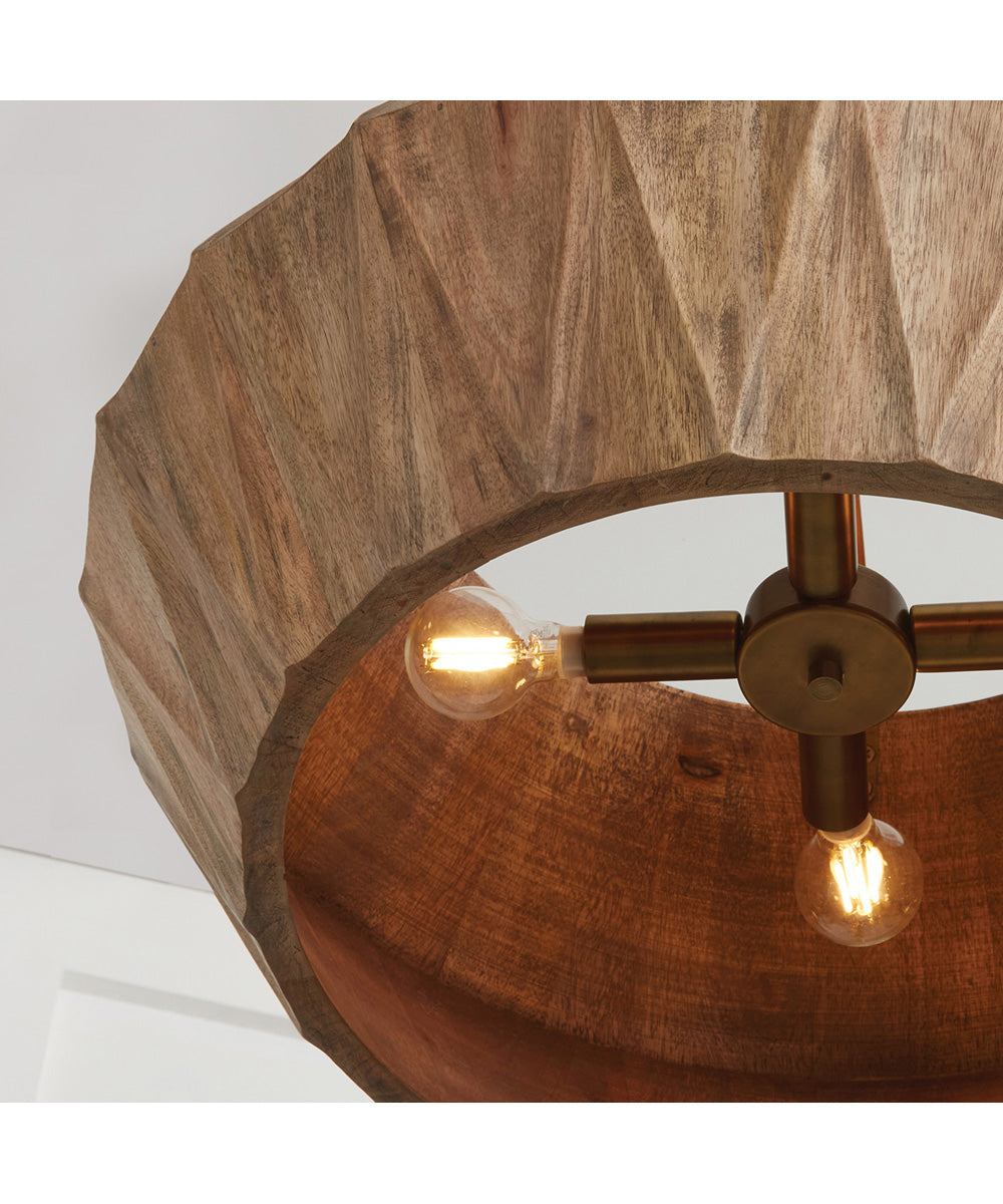 Nadeau 4-Light Pendant Light Wood and Patinaed Brass