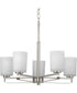 League 5-Light Etched Glass Modern Farmhouse Chandelier Light Brushed Nickel