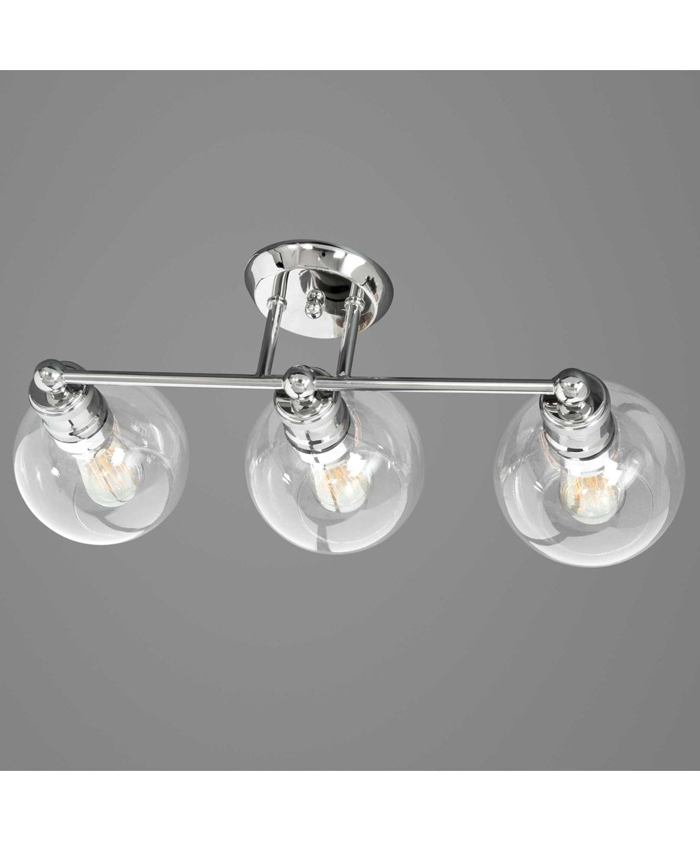 Hansford 3-Light Clear Glass Coastal Bath Vanity Light Polished Nickel