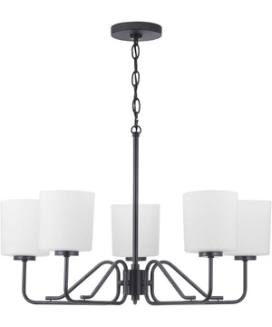 Tobin 5-Light Etched White Glass Modern Chandelier Light Matte Black
