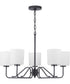 Tobin 5-Light Etched White Glass Modern Chandelier Light Matte Black