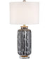 Vonte 1-Light Table Lamp Ceramic Body/Crystal Base/White Fabric