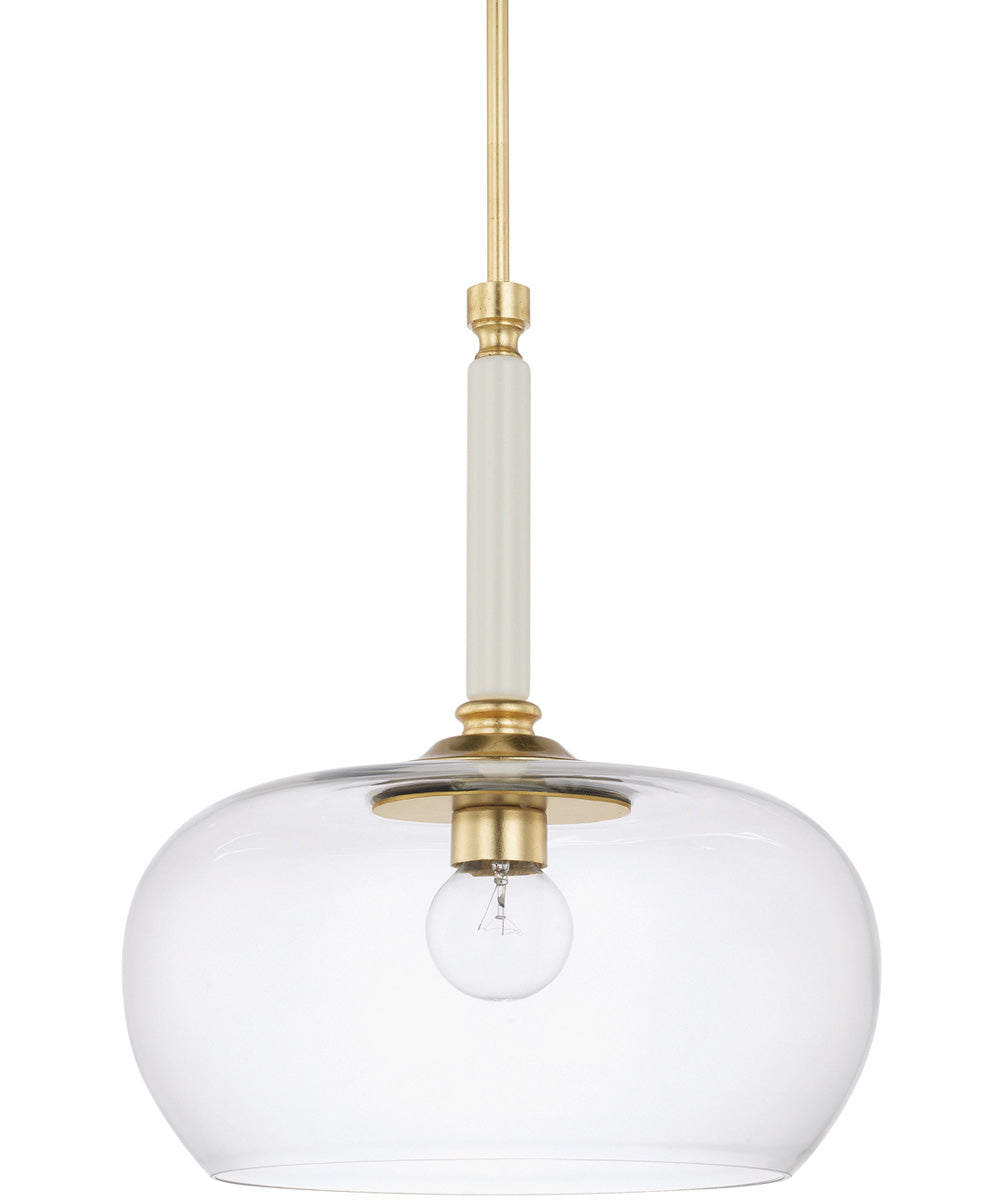 1-Light Pendant In Whisper White With Clear Glass