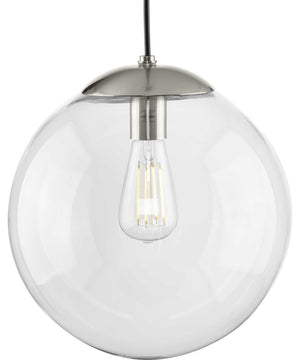 Atwell 12-inch Clear Glass Globe Large Hanging Pendant Light Brushed Nickel