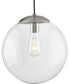 Atwell 12-inch Clear Glass Globe Large Hanging Pendant Light Brushed Nickel