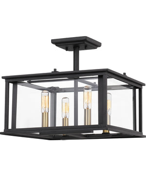 Citadel Medium 4-light Semi Flush Mount Earth Black