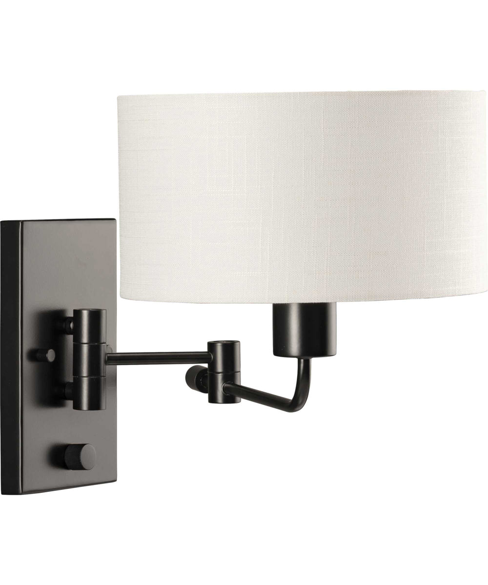 Carrick  1-Light Summer Linen Shade Transitional Wall Light Matte Black