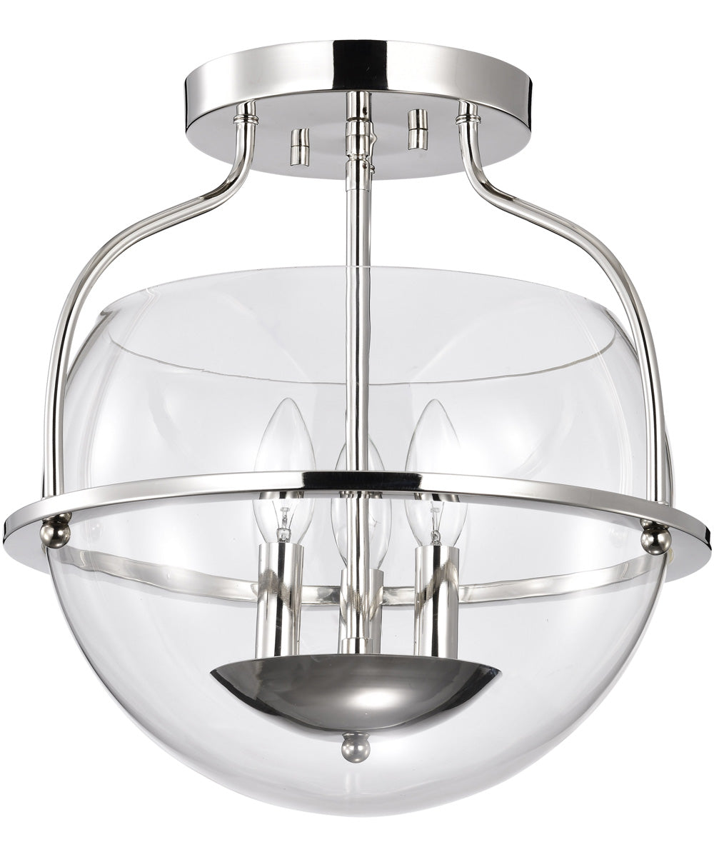 Amado 3-Light Close-to-Ceiling Polished Nickel