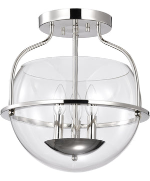 Amado 3-Light Close-to-Ceiling Polished Nickel