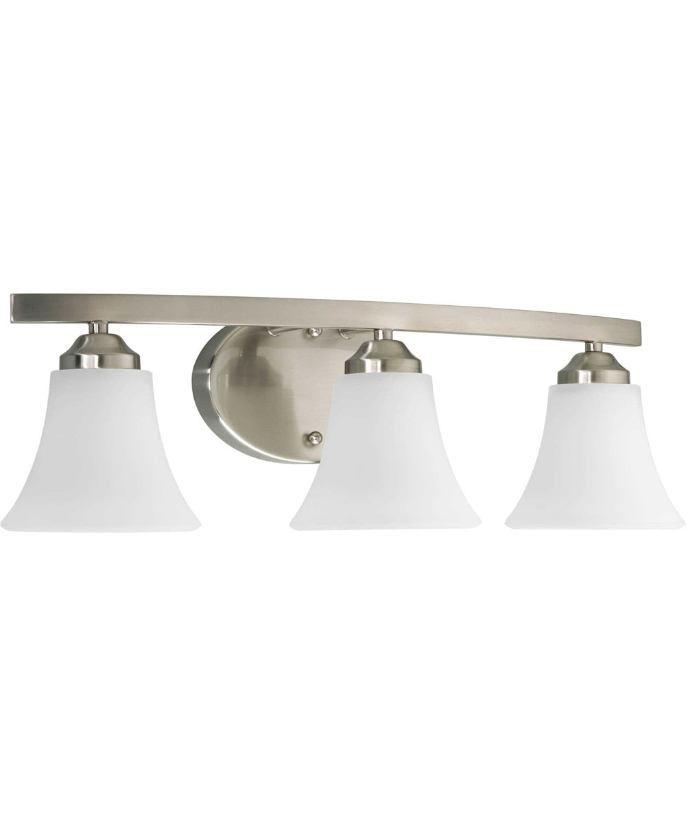 Adorn 3-Light Etched Glass Traditional Bath Vanity Light Brushed Nickel