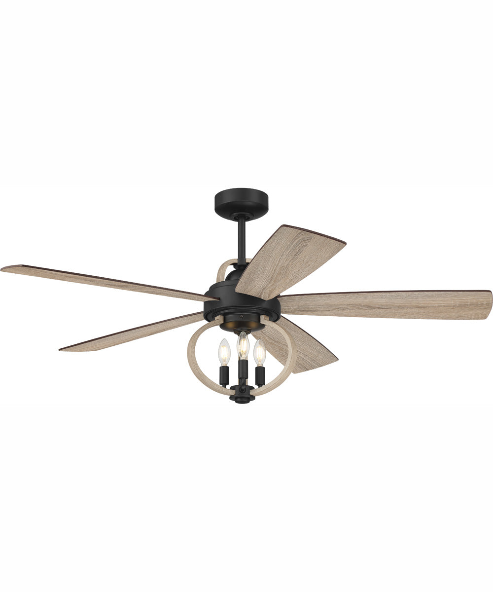 52" Reese 3-Light Ceiling Fan Flat Black