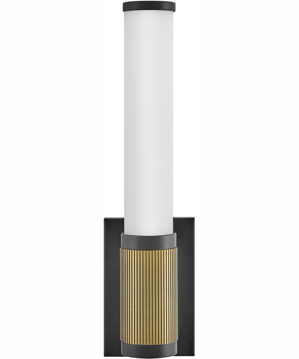 Zevi LED-Light Small LED Vanity in Black with Lacquered Brass Accents