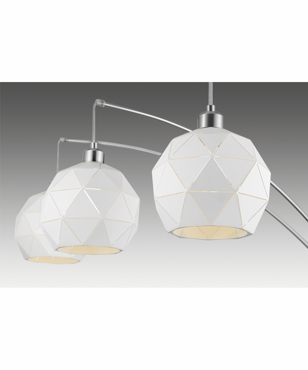 Pandora 3-Light 3-Light Arch Lamp Brushed Nickel/White Metal Cut Shade