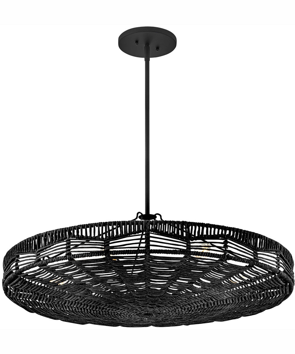 Ophelia 6-Light Medium Convertible Pendant in Black with Black Natural Shade
