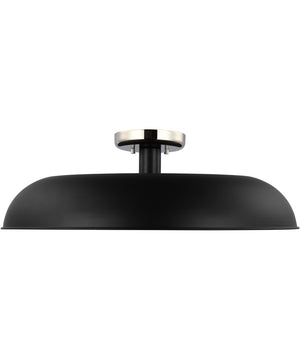 Colony 1-Light Close-to-Ceiling Matte Black / Polished Nickel