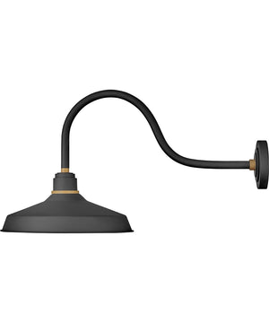 1-Light Large Gooseneck Outdoor Barn Light in Textured Black