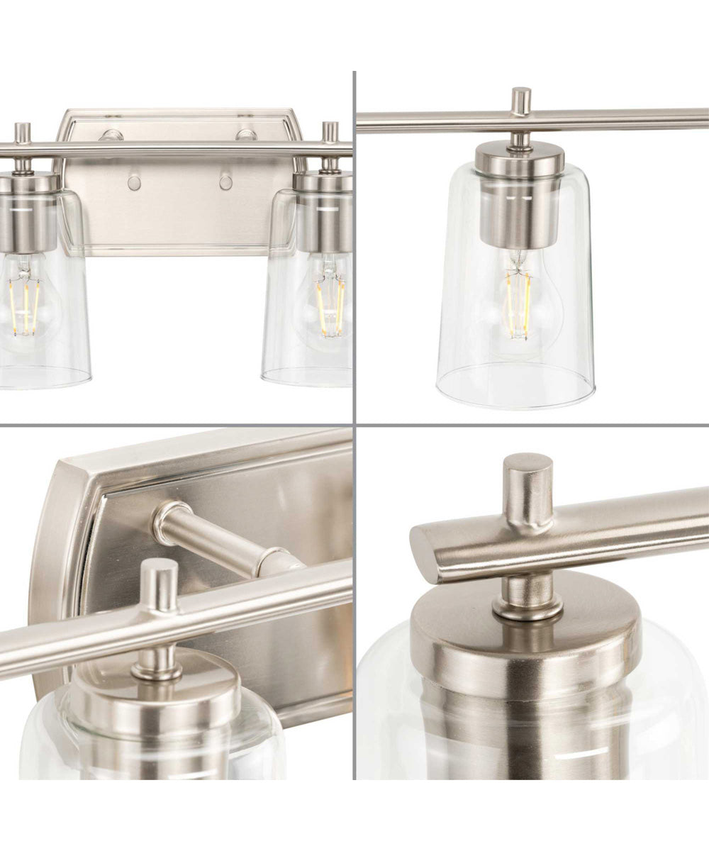 Adley 6-Light New Traditional Clear Glass Bath Vanity Light Brushed Nickel