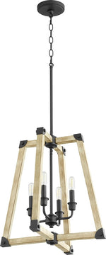 18"W Alpine 4-light Entry Foyer Hall Chandelier Noir w/ Driftwood finish