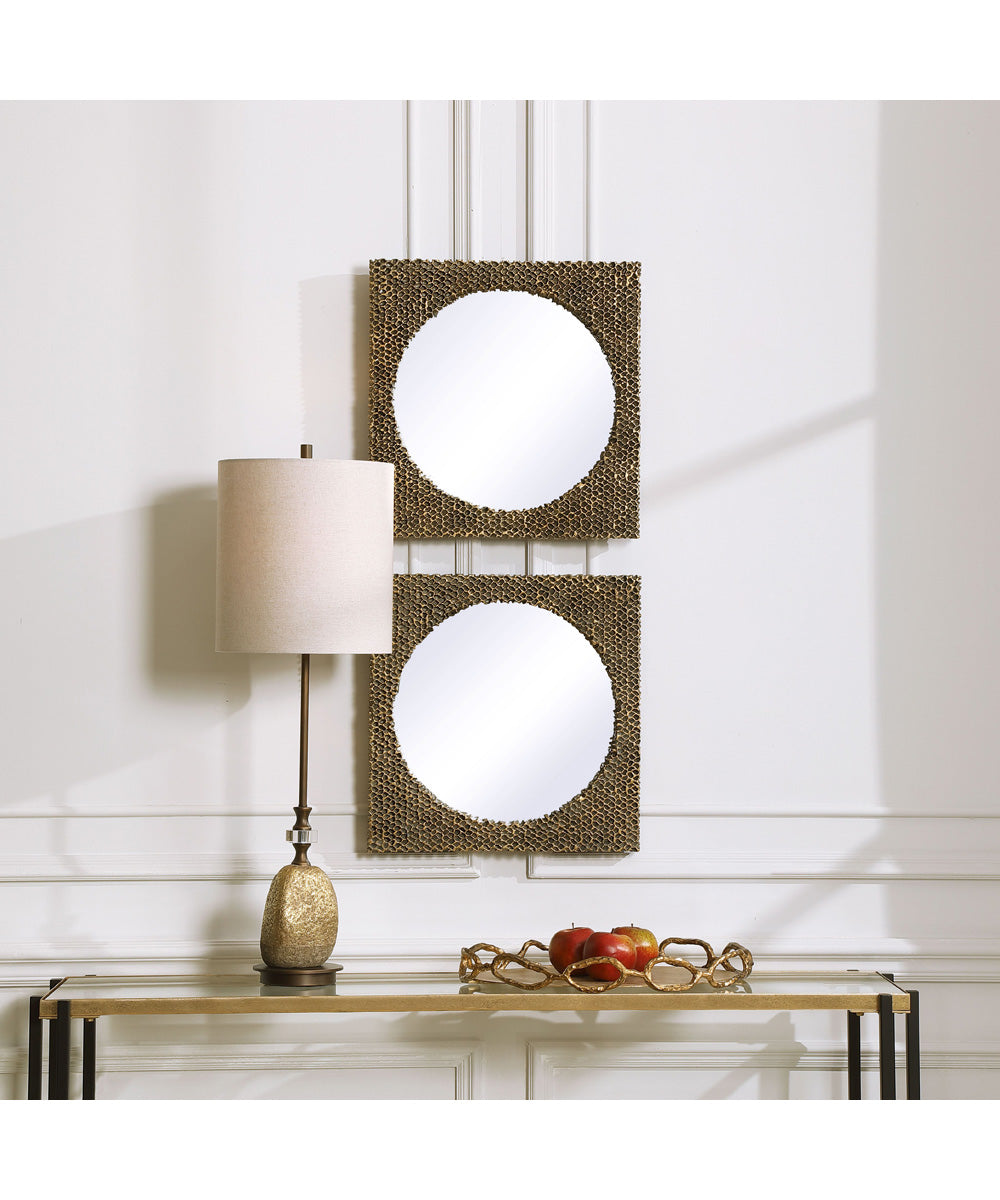 The Hive Gold Square Mirrors, Set of 2