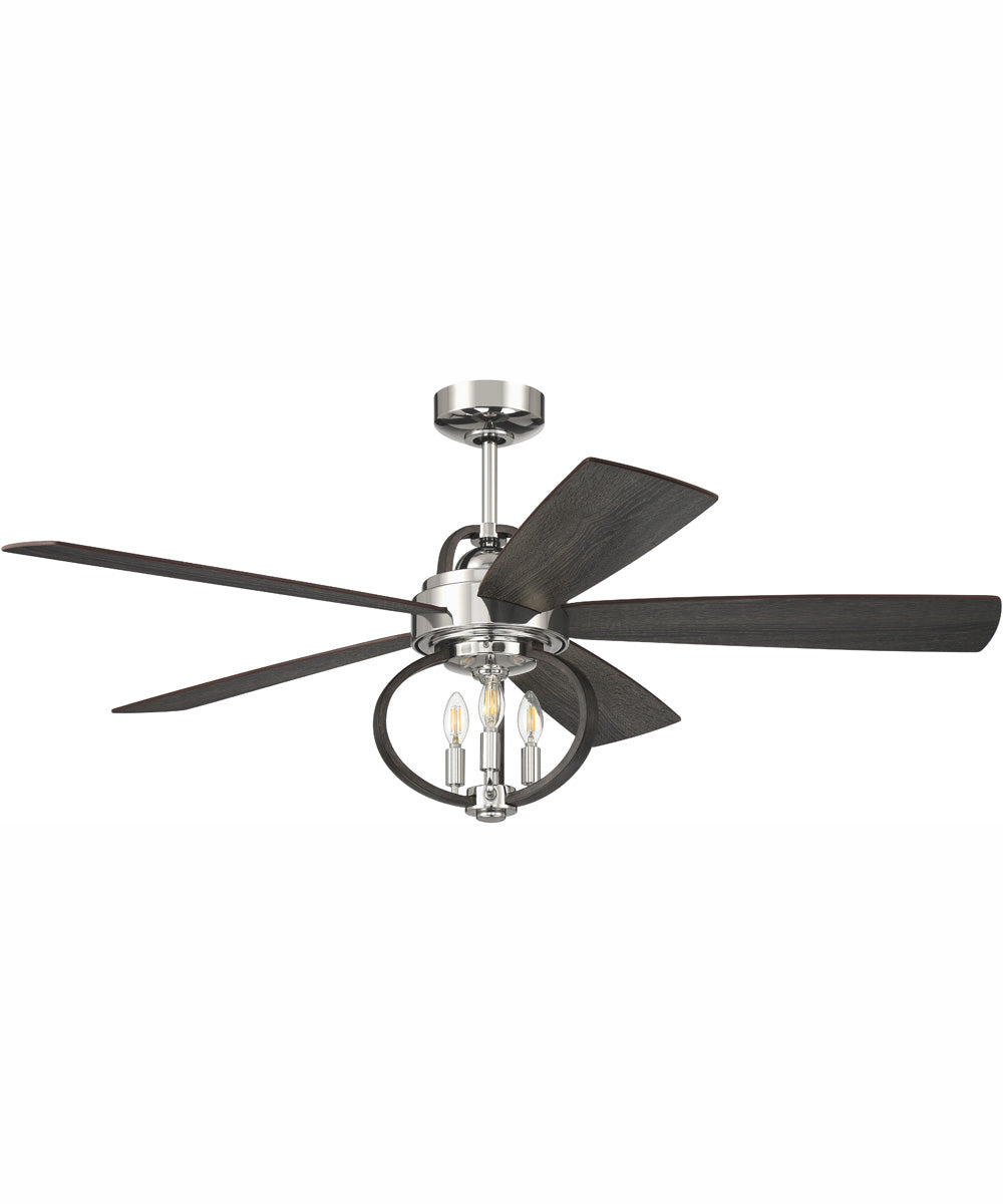 52" Reese 3-Light Ceiling Fan Polished Nickel