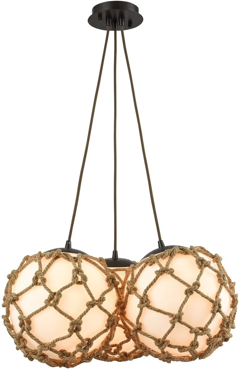 22"W Coastal Inlet 3-Light Chandelier Oil Rubbed Bronze