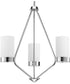 Elevate 3-Light Etched White Glass Mid-Century Modern Chandelier Light Polished Chrome