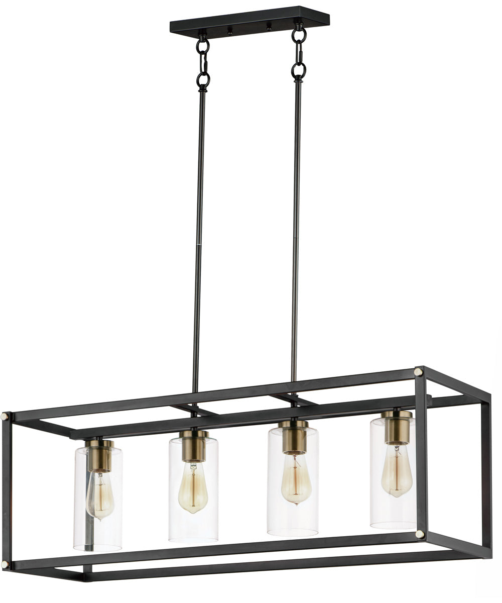 Capitol 4-Light Linear Pendant Black / Antique Brass
