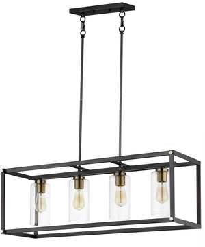 Capitol 4-Light Linear Pendant Black / Antique Brass
