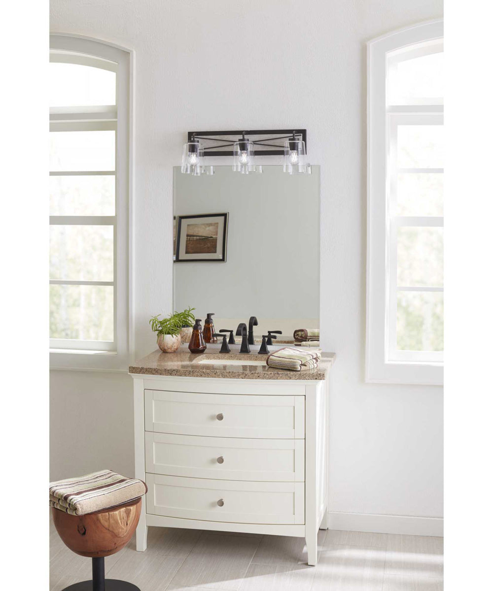 Briarwood 3-Light Clear Glass Coastal Bath Vanity Light Graphite