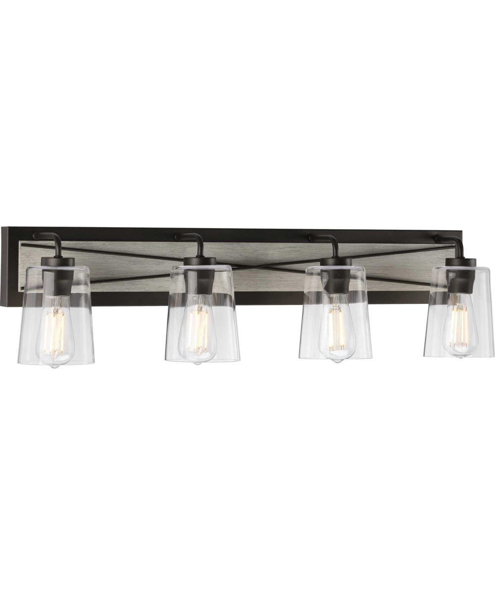 Briarwood 4-Light Clear Glass Coastal Bath Vanity Light Graphite