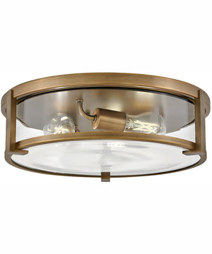 Lowell 3-Light Large Flush Mount in Brushed Bronze with Clear glass