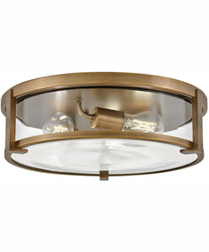 Lowell 3-Light Large Flush Mount in Brushed Bronze with Clear glass