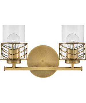 Della 2-Light Two Light Vanity in Lacquered Brass