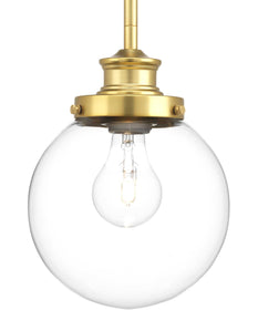 Penn 1-Light Clear Glass Farmhouse Mini-Pendant Light Natural Brass
